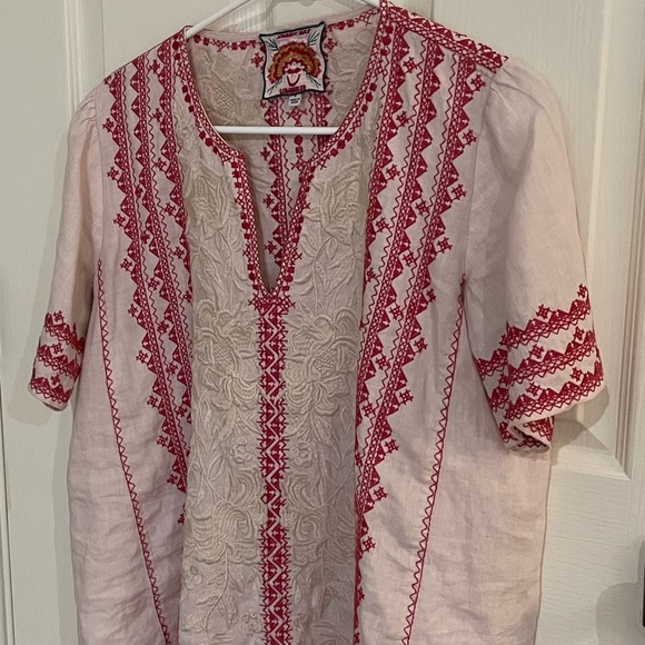 Linen, S, light pink/rose embroidery. EUC - Picture 3 of 3